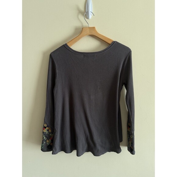 Small Town Boutique Katina Floral Boho Embroidered Top Shirt Blouse Waffle Small - Picture 2 of 4